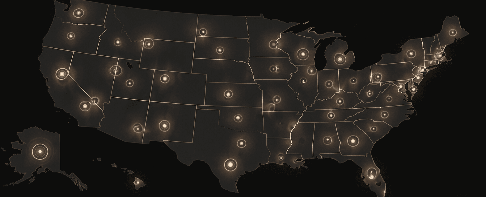 United States map showing nationwide care locations